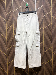 Women Wide Leg Cargo Jeans Large Size High Waist 28  TO 30 Length 38
