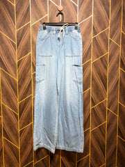 Women Wide Leg Cargo Jeans Small to Medium | Waist 28–30 | Length 43