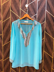 Western  Top Chiffon (See Through) – X-Large Size (Chest: 22, Length: 29 )