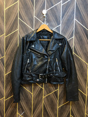 Women Leather Crop Jacket Medium | Size | Chest 19 | Length 18