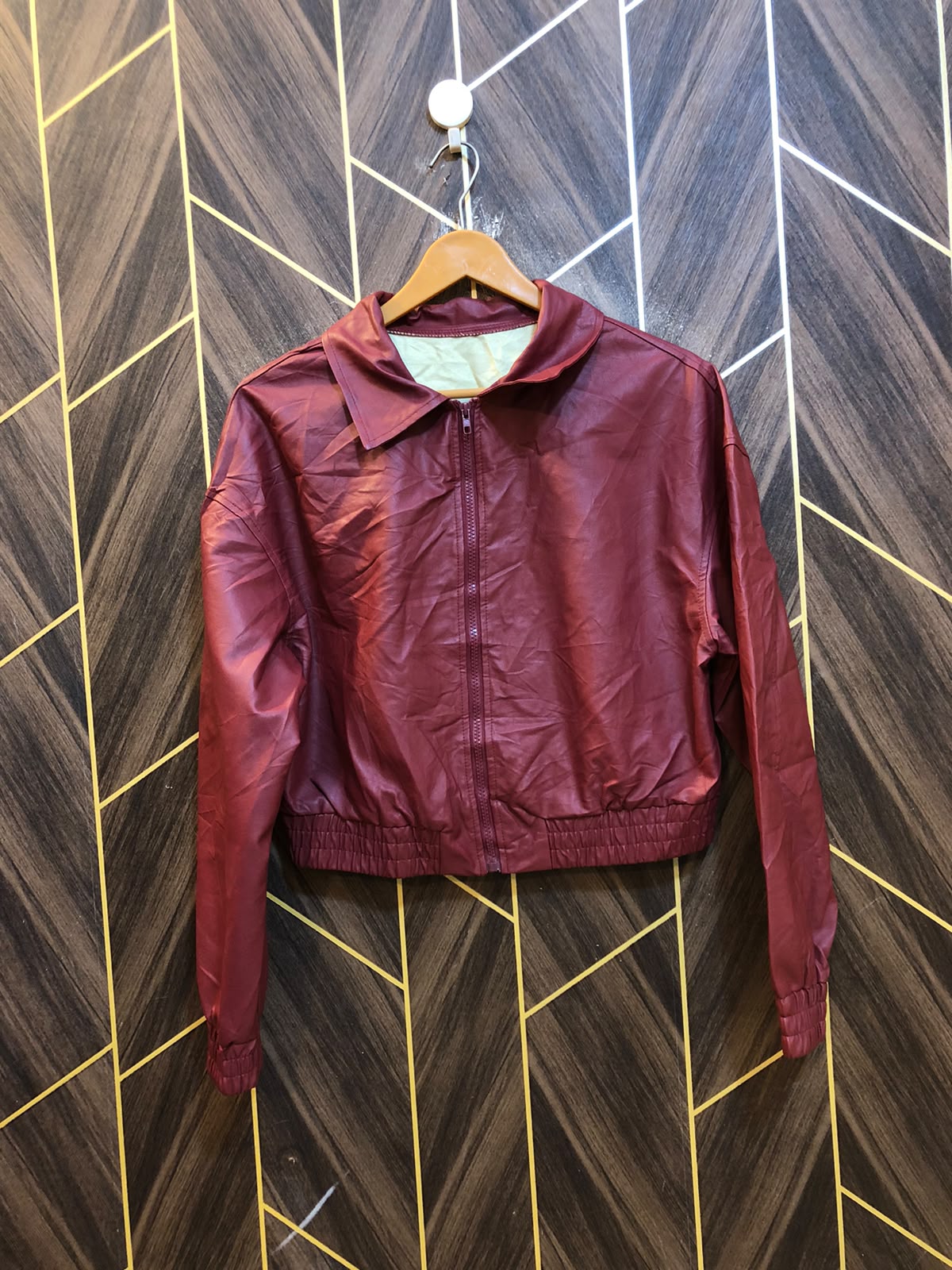 Women Leather Crop Jacket Medium | Size | Chest 19 | Length 19