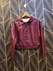 Women Leather Crop Jacket Medium | Size | Chest 19 | Length 19