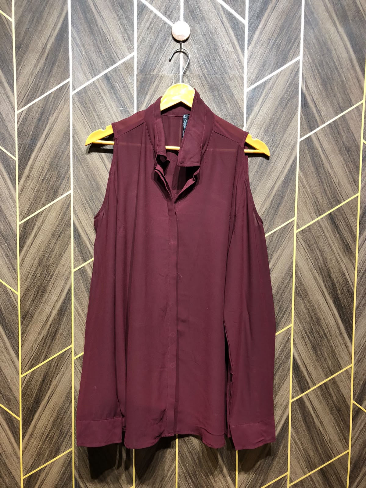 Western Top Chiffon (See Through) – X-Large Size (Chest: 22, Length: 31) cold shoulder