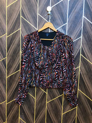 Western Top crop  Chiffon – X-Small Size (Chest: 17, Length: 20)