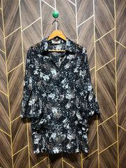 Women Long Shirt Chiffon See Through Small | Chest 18 | Length 33