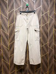 Women Wide Leg Cargo Jeans Large Size  high Waist 30 Length 40