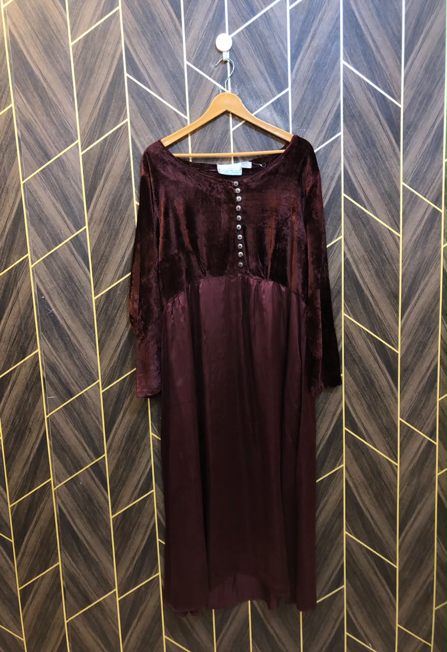 Western Long Maxi Silk velvet  Medium | Size | Chest 19 | Length 51