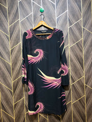 Women Long Shirt Chiffon See Through Small | Chest 18 | Length 38