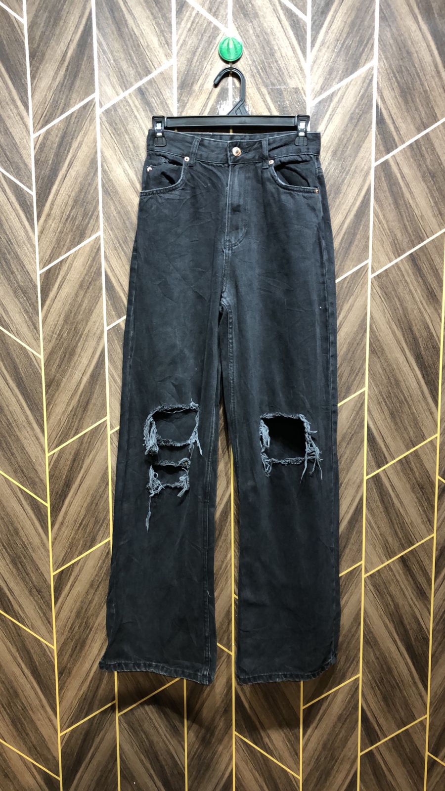 Women Wide Leg Cargo Jeans Small Size High Waist 26 Length 42