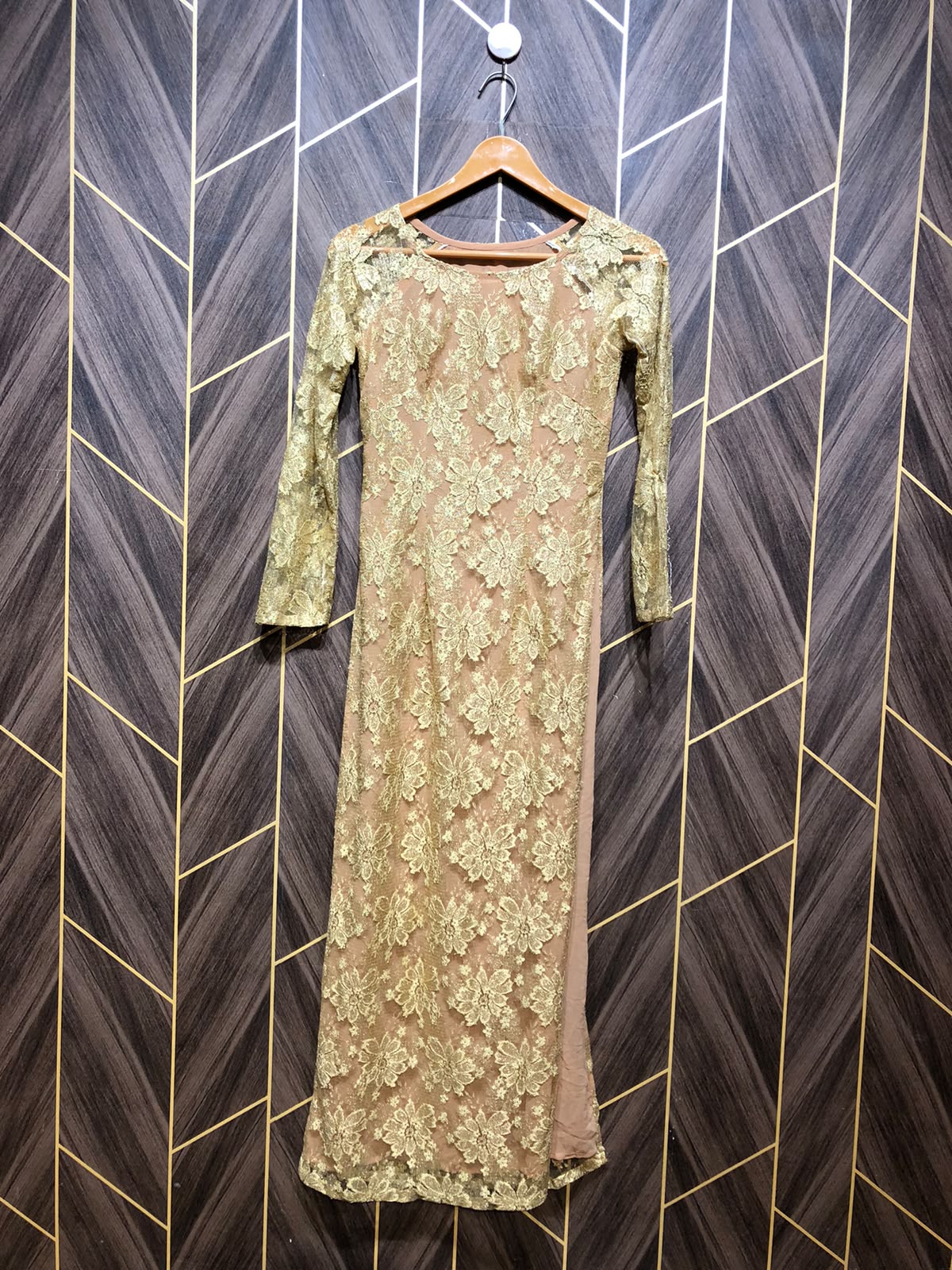 Long bodycone dress net jersey chest 16 length 42