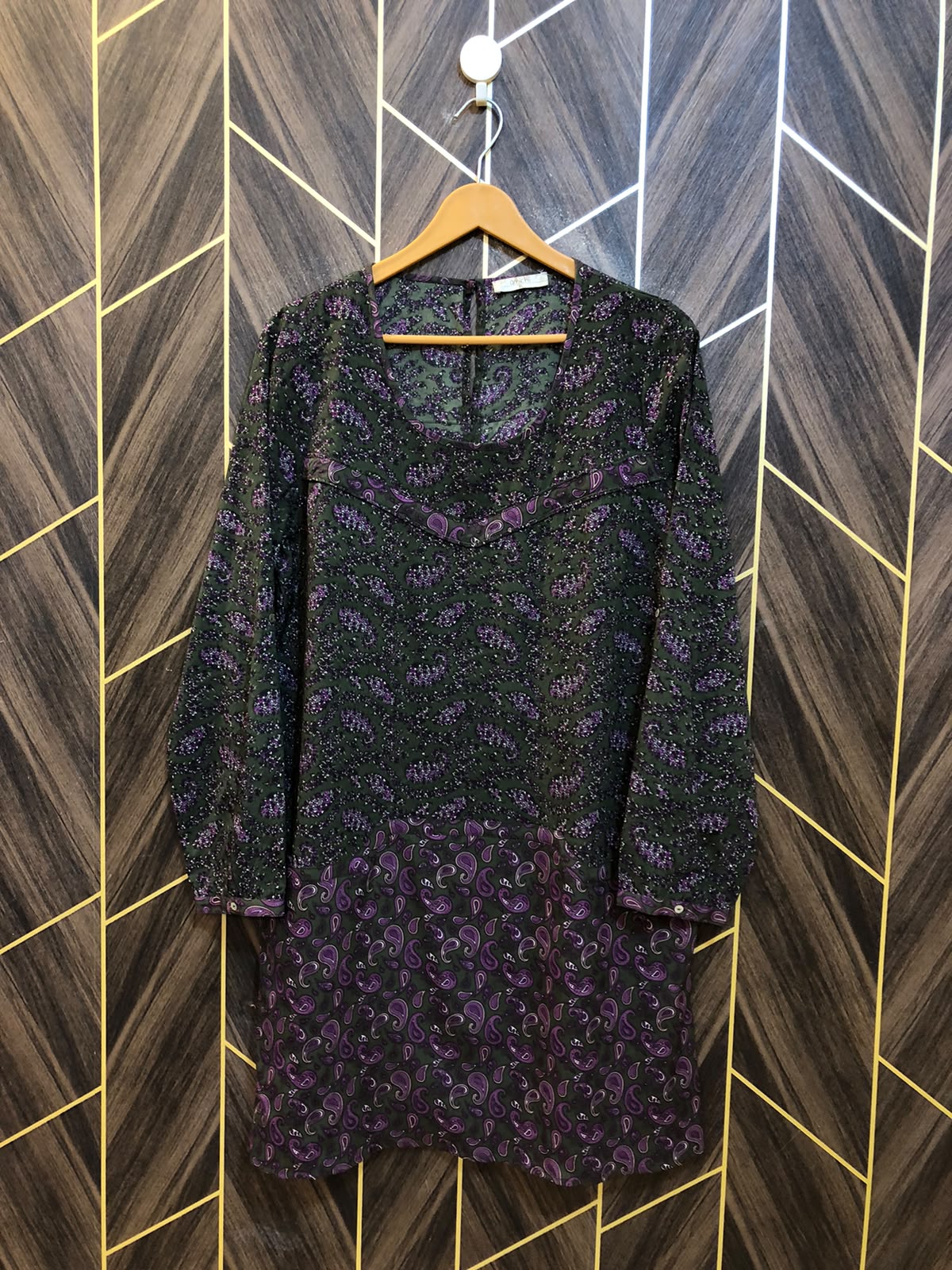 Women Long Shirt Chiffon Large | Chest 21 | Length 35
