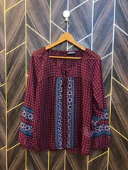 Western Top Chiffon (See Through) – Large Size (Chest: 20, Length: 25  )