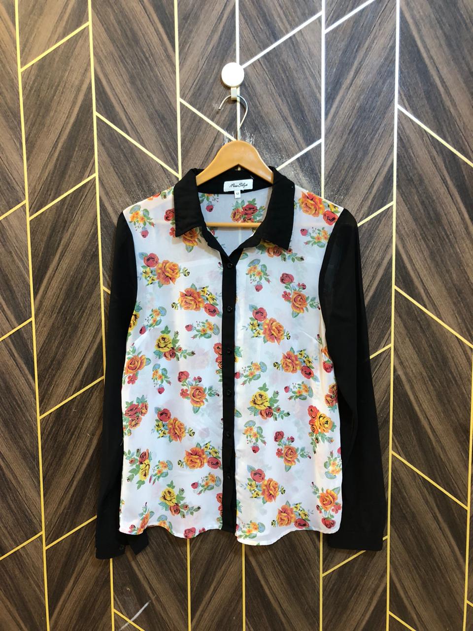 Western Top Chiffon (See Through) – X-Small Size (Chest: 17, Length: 26 )
