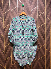 Women Long Shirt Chiffon Large | Chest 20 | Length 37