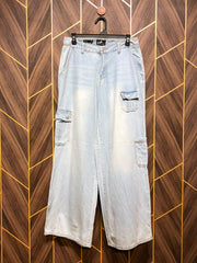 Women Wide Leg Cargo Jeans Medium | Waist 30 | Length 40