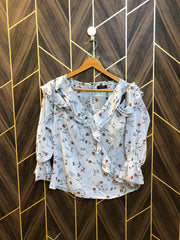 Western Top Chiffon (See Through) – Medium Size (Chest: 19, Length: 26  cut sleeves )