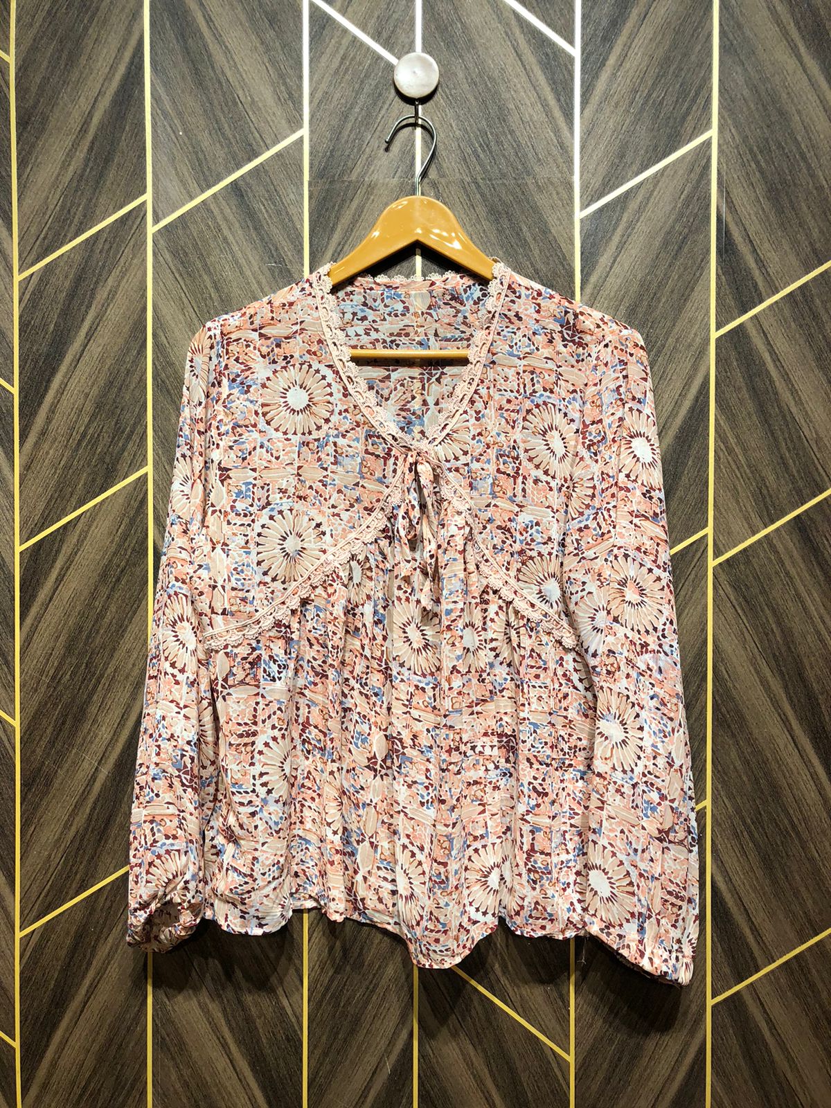 Western Top Chiffon (See Through) – -Large Size (Chest: 21, Length: 24 )