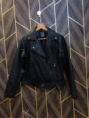 Women Leather Crop Jacket Small | Size | Chest 18 | Length 20